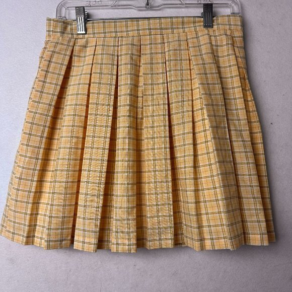 Cali 1850 Skirt Med yellow Plaid Pleated School Girl Preppy‎ Academia coquette - Picture 1 of 4
